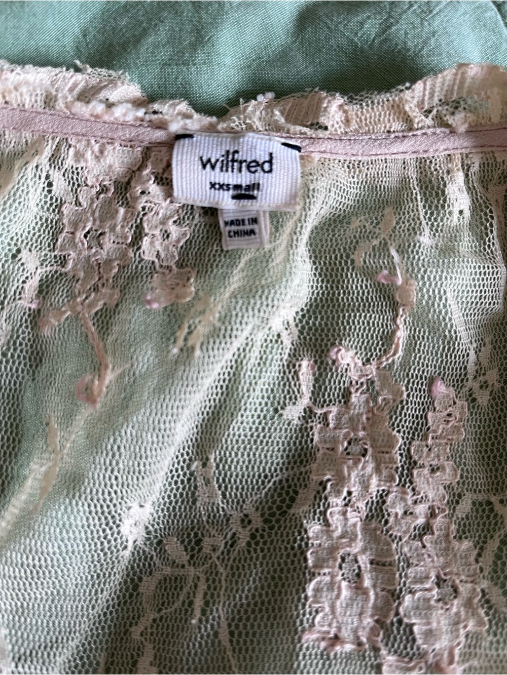 Aritzia Wilfred Sheer Floral Lace Wrap Mini Dress XXS